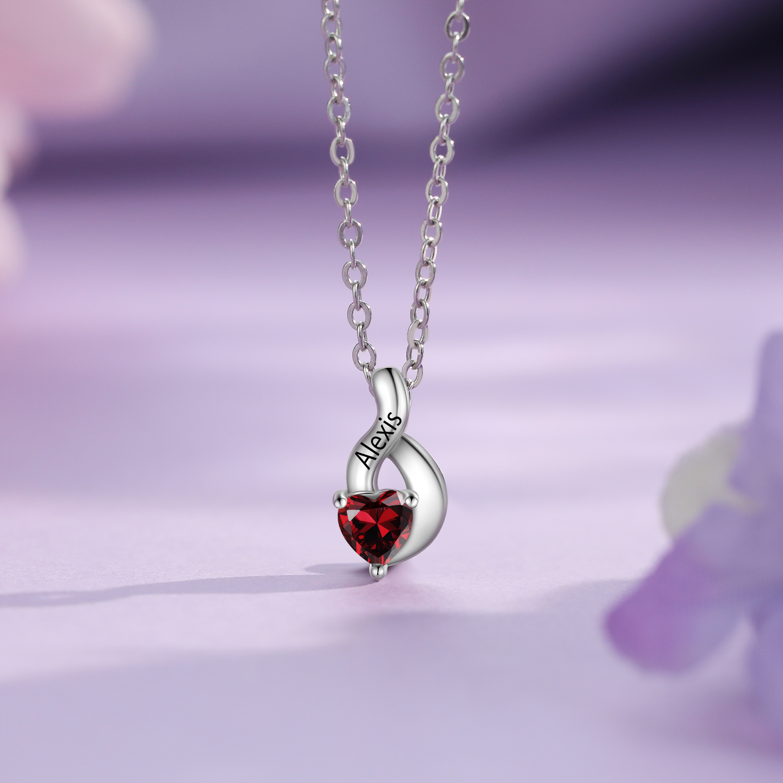 Collar de corazón 1-6 nombres y piedras personalizados-Jessemade ES