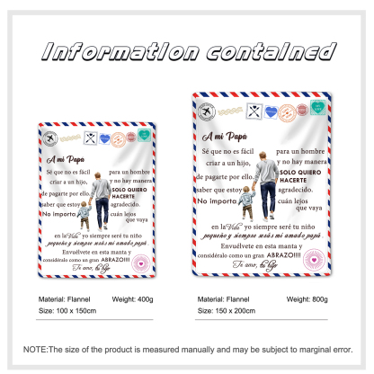 A mi padre de hijo-Manta de buen calidad con siluetas y personalizada con 1 nombre-Jessemade ES