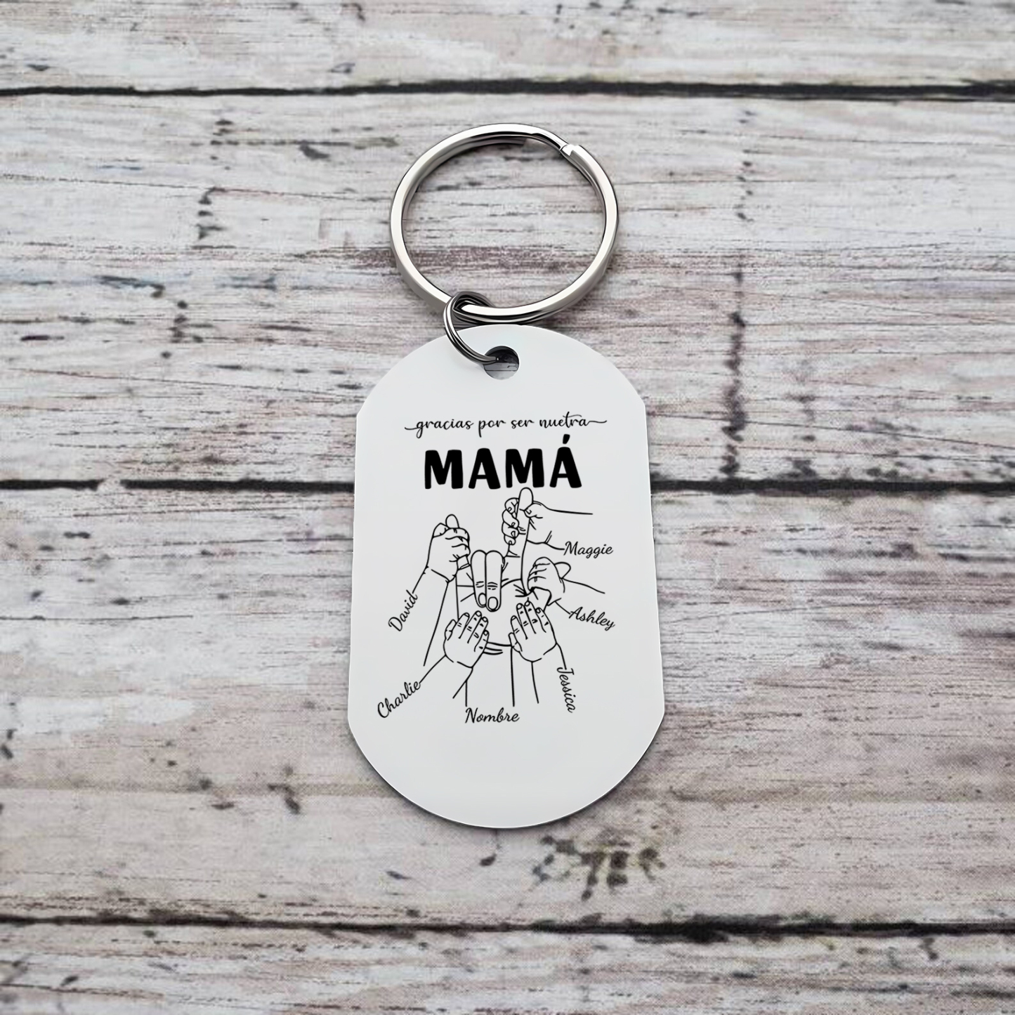 A mi mamá-Llavero 2-6 Nombres Personalizados "DEDOS COGIDOS"-Jessemade ES