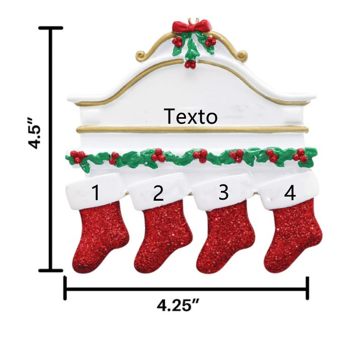 Navidad-Ornamento calcetines navideños 4 nombres personalizados con texto