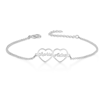 Pulsera 1-4 nombres personalizados con dije de corazón-Jessemade ES