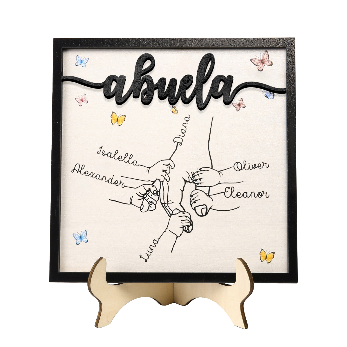 A mi abuela-Adorno 2-7 nombres personalizados decoración de madera mano con manitos-Jessemade ES