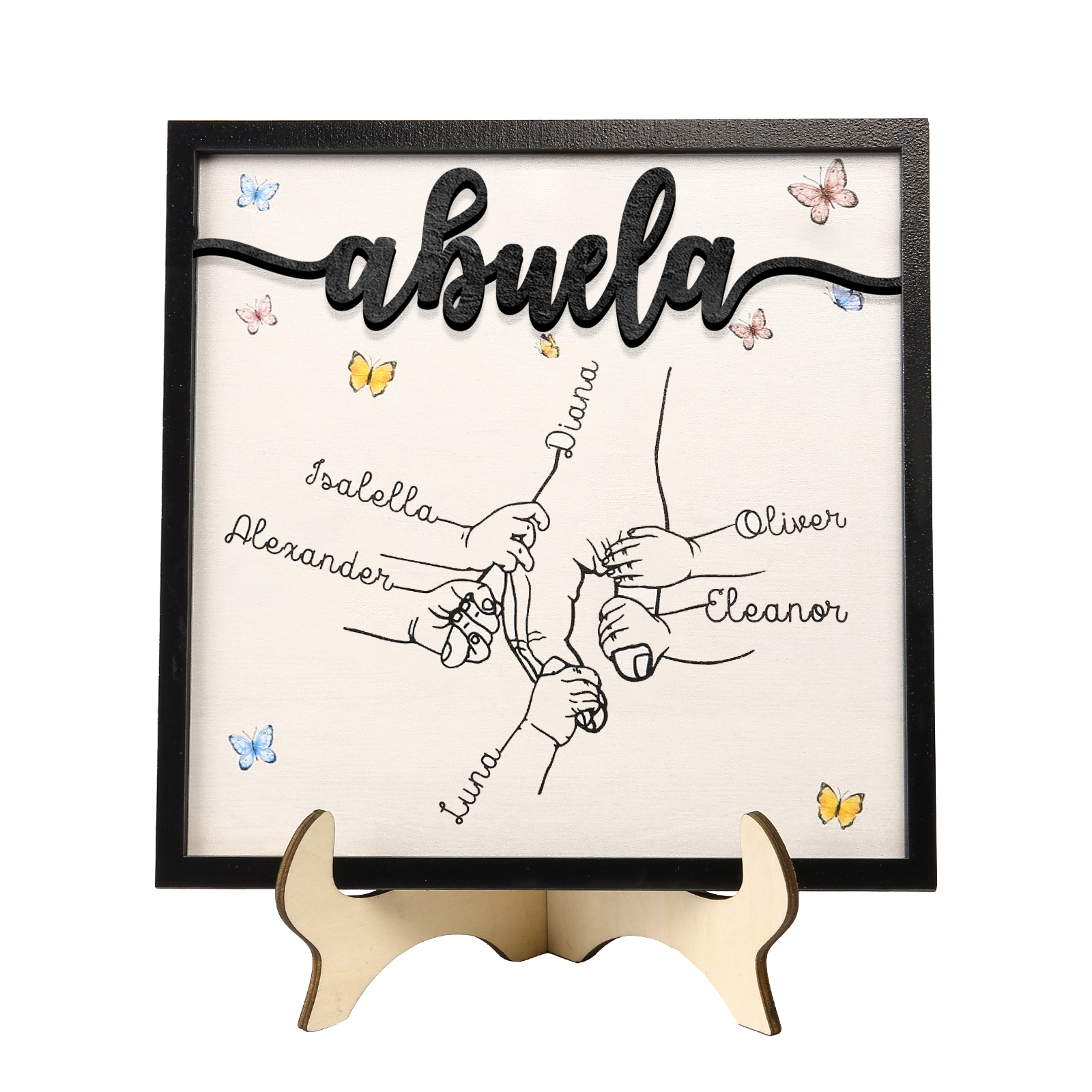 A mi abuela-Adorno 2-7 nombres personalizados decoración de madera mano con manitos-Jessemade ES