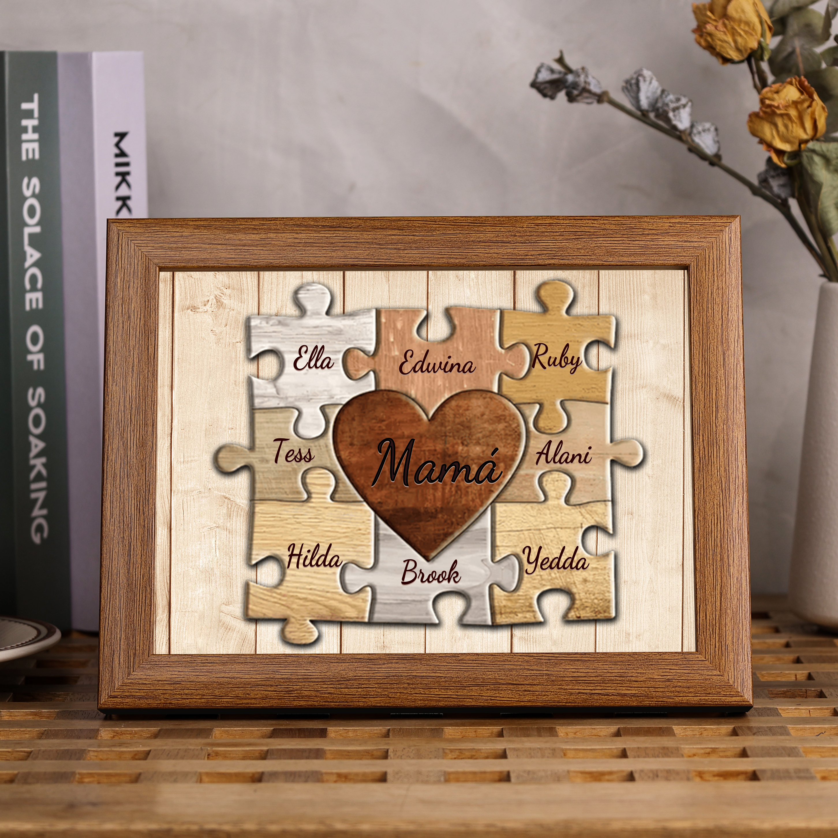 A mi mamá-Marco de 3-9 nombres personalizados rompecabezas de madera-Jessemade ES