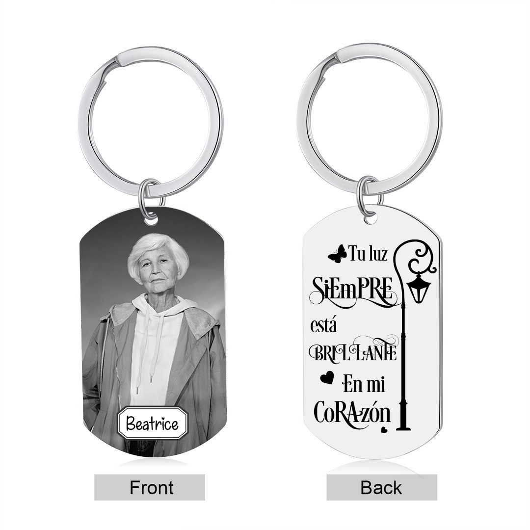 Llavero conmemorativo a un ser querido personalizado con foto y nombre-Jessemade ES