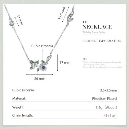 Collar de flor de diciembre acebo con nombre personalizado y piedra de nacimiento-Jessemade ES