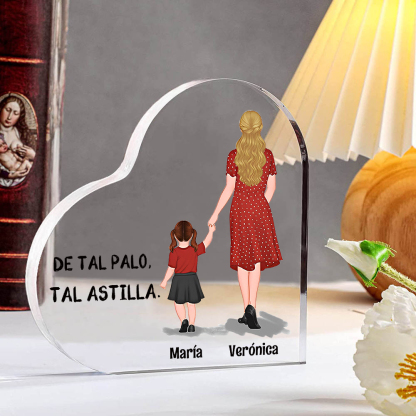 Placa de acrílico en forma de corazón mamá e hijos con 2-3 nombres personalizados-Jessemade ES