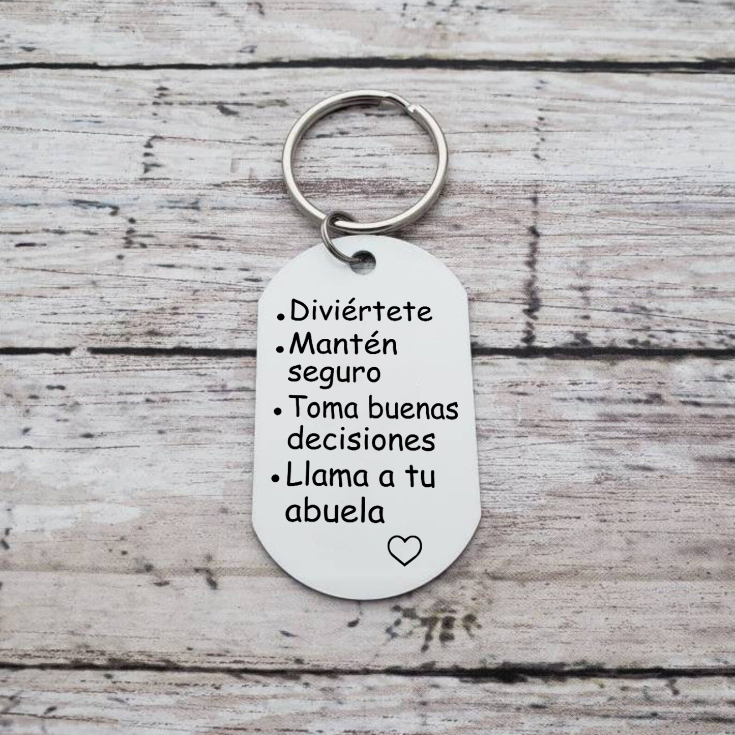 A mi hijo-Llavero de placa "Diviértete Mantén seguro" de padres y abuelos-Jessemade ES