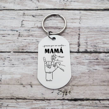 A mi mamá-Llavero 2-6 Nombres Personalizados "DEDOS COGIDOS"-Jessemade ES