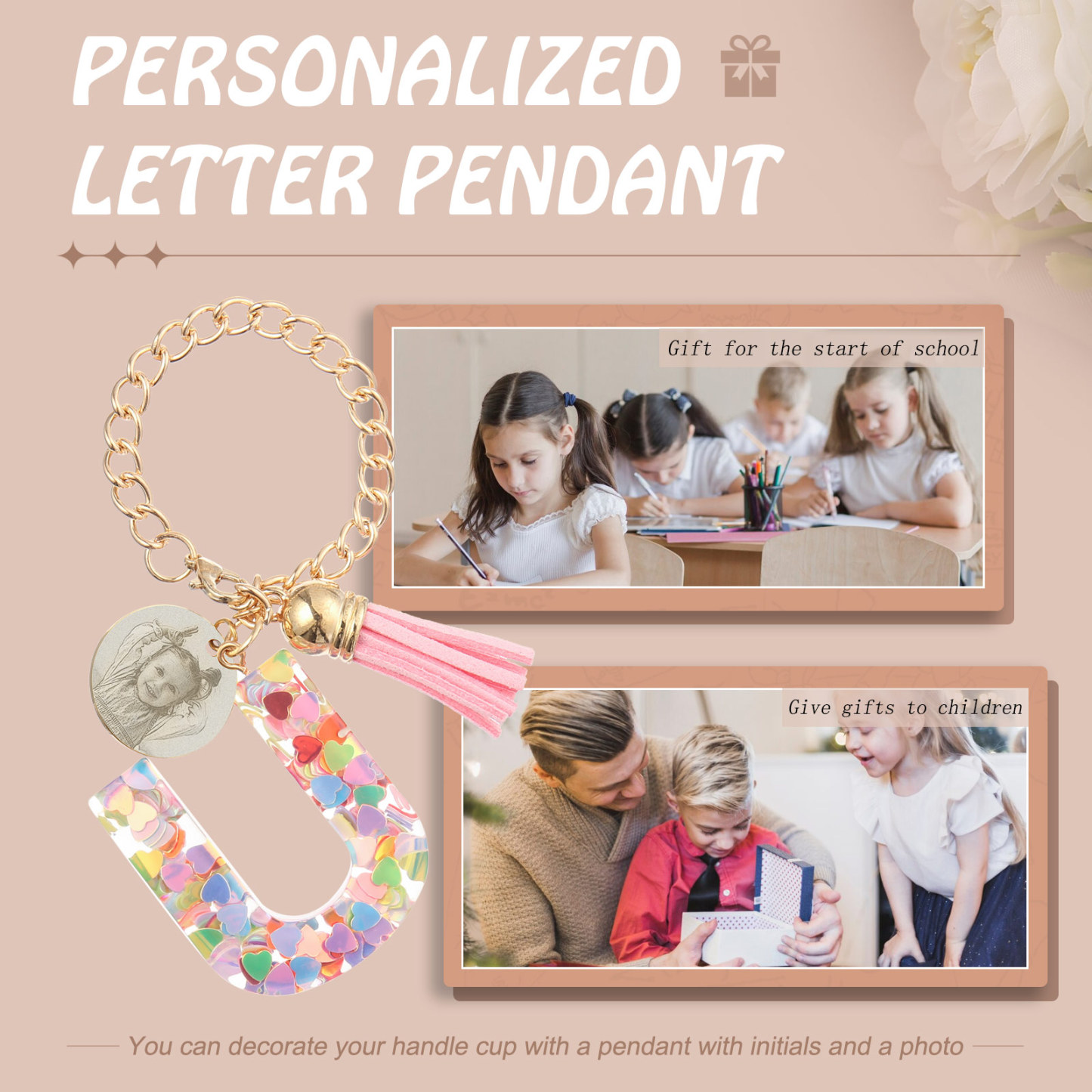 Etiqueta/Llavero con foto personalizada para mochila, botella