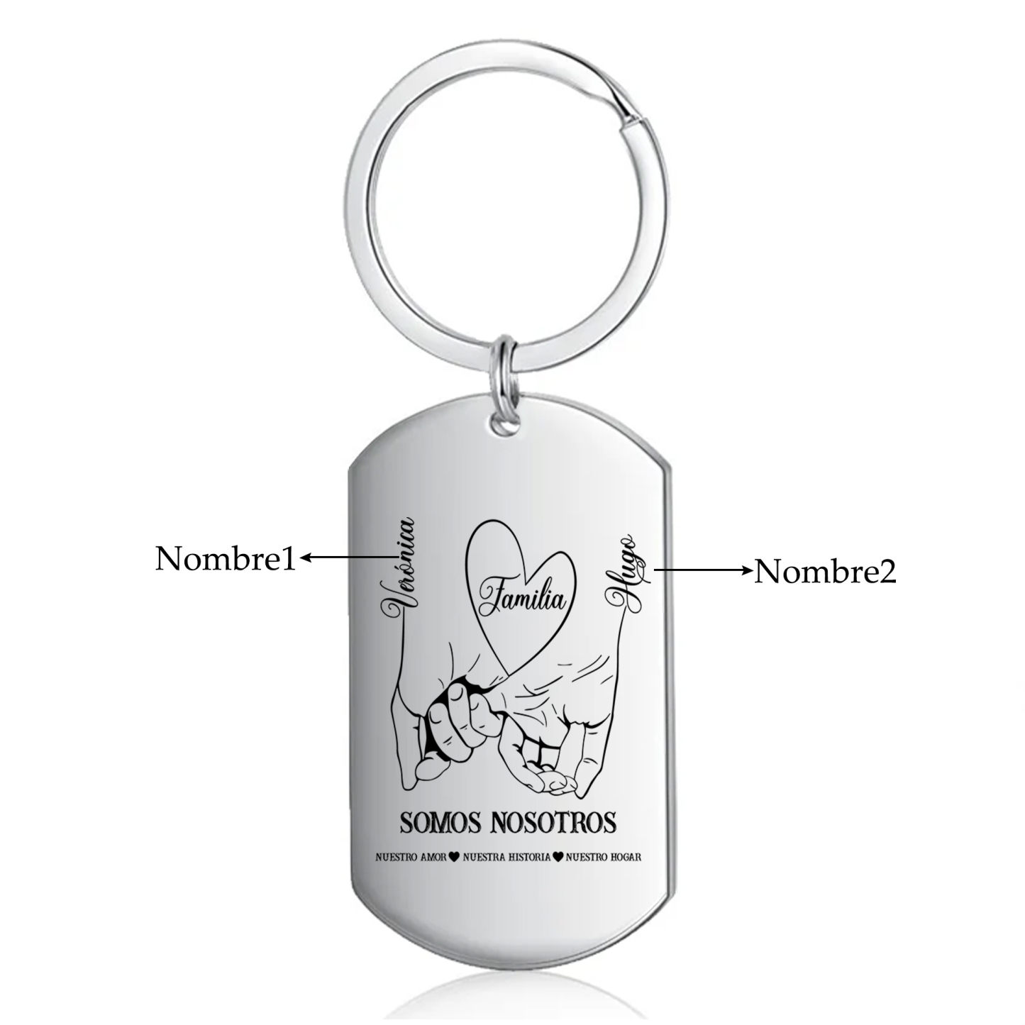 A familia-Llavero 2-6 Nombres Personalizados MANOS COGIDAS-Jessemade ES