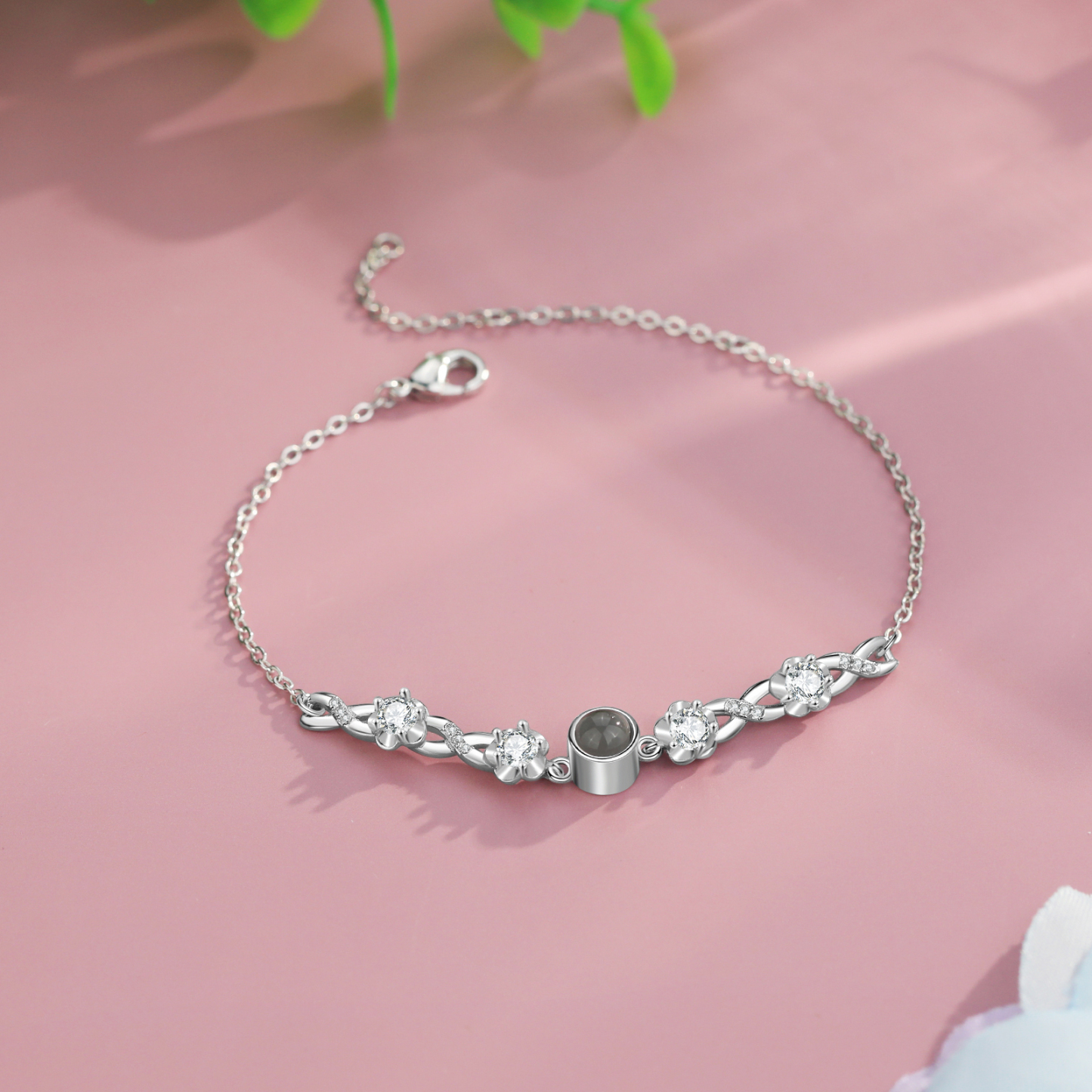 Pulsera con proyección de foto en color para mujer dije de infinito, Brazalete de proyección-Jessemade ES