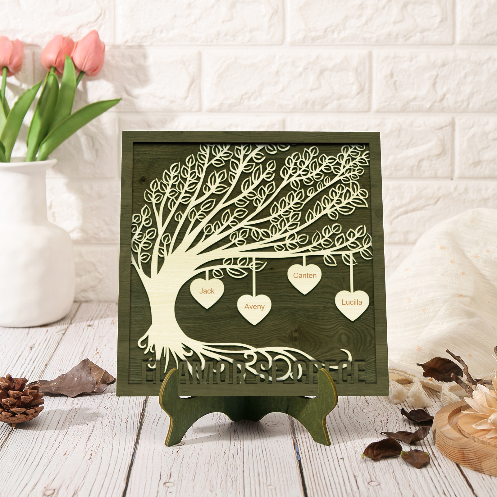 A mi mamá/abuela-Adorno 2-8 nombres personalizados decoración de madera árbol de la vida-Jessemade ES