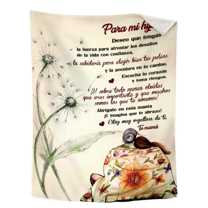 A mi hija-Manta de buen calidad con frase amoroso de mamá a hija-Jessemade ES