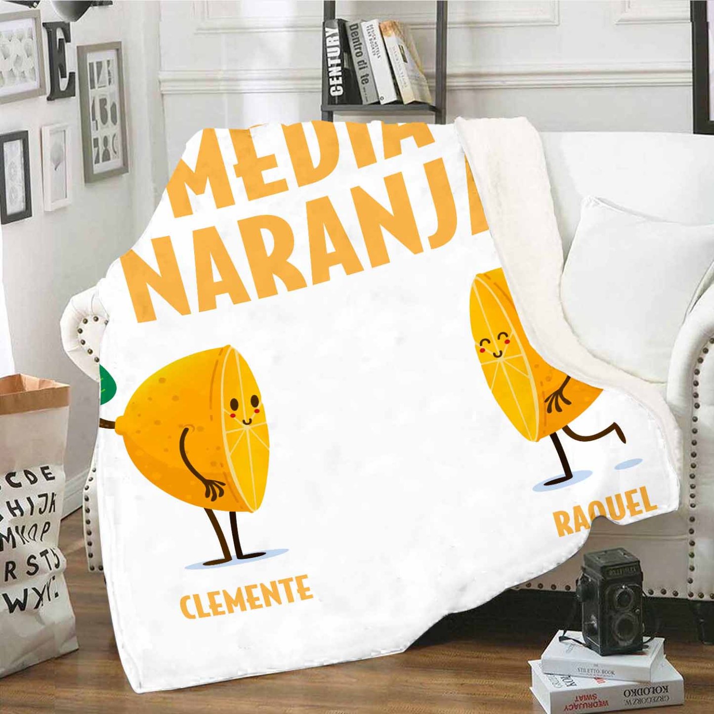 A mi querido/querida - Manta de buen calidad con media naranja y personalizada con 2 nombres-Jessemade ES