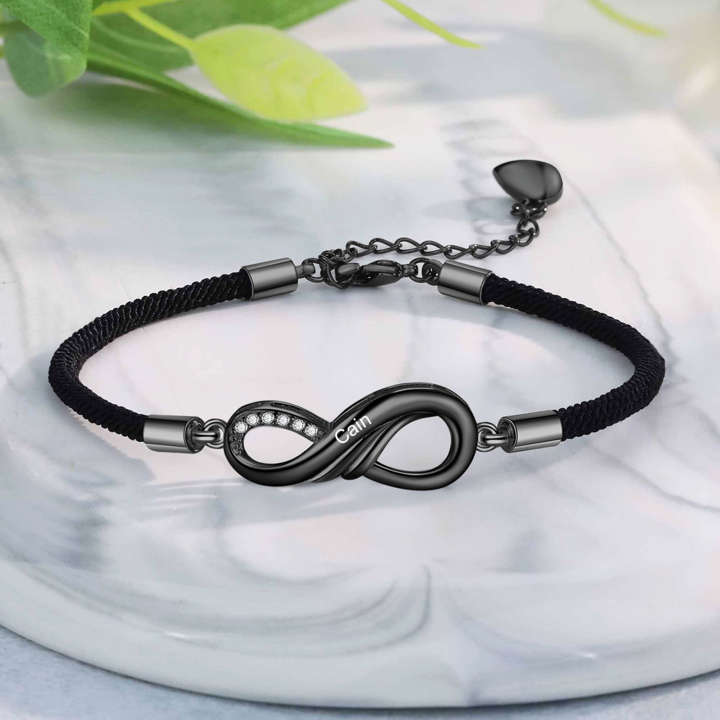 Pulseras infinito personalizadas para pareja con dije de corazón de rompecabezas magnético 2 nombres-Jessemade ES