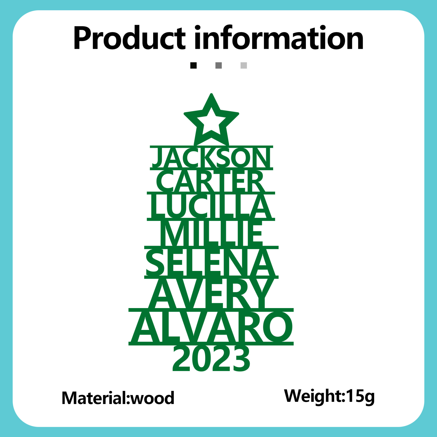 Navidad-Ornamento navideño de madera árbol de nombres con 7 nombres y año personalizados