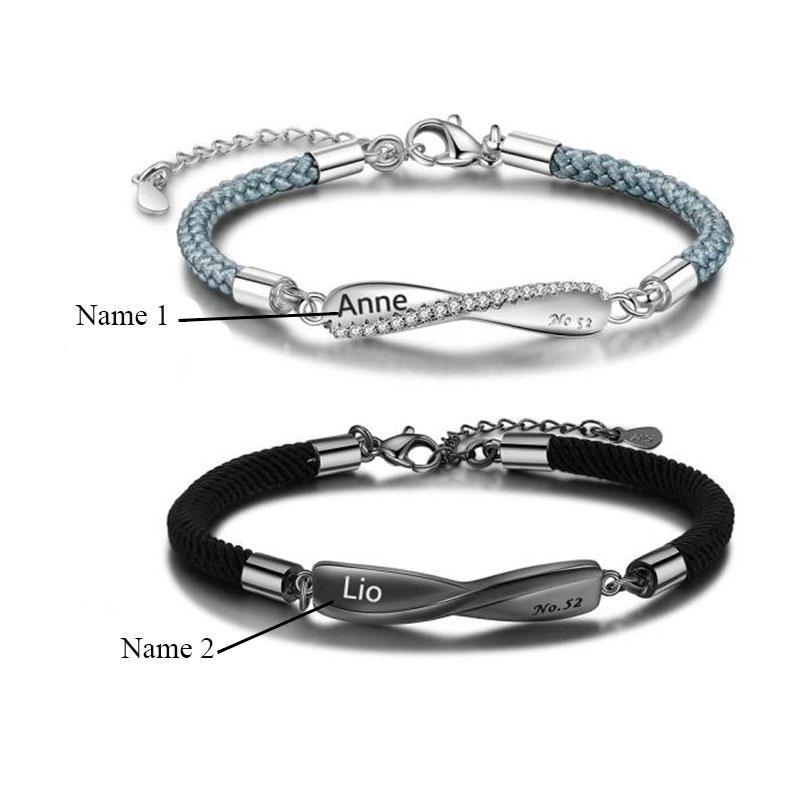 Pulsera con Cuerda 2 Nombres Personalizados para Pareja