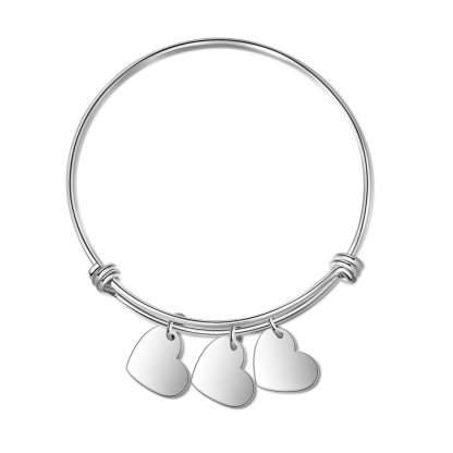 Pulsera con 3 nombres personalizados y 3 dijes de corazón-Jessemade ES