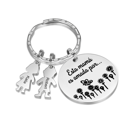 A mi mamá - Llavero con 2 nombres personalizados en "niños"-Jessemade ES