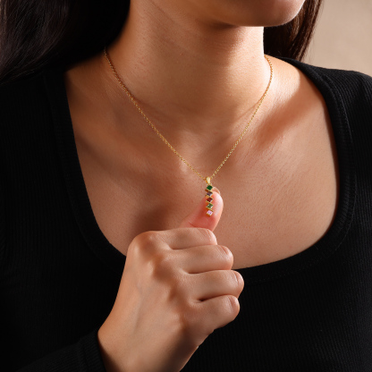 Collar para mujer con 5 piedras de nacimiento personalizadas-Jessemade ES