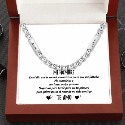 A mi hombre-Collar de cadena personalizado con 2 nombres para hombre-Jessemade ES