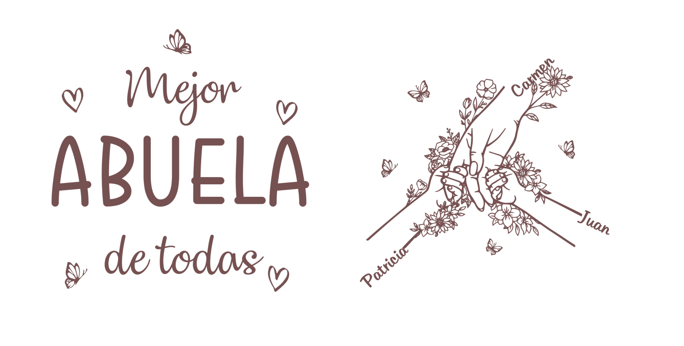 A mi abuela-Cartera personalizada para abuela con nombres grabados y diseño único – Detalle práctico Día de los Abuelos, regalo especial para la abuela más querida