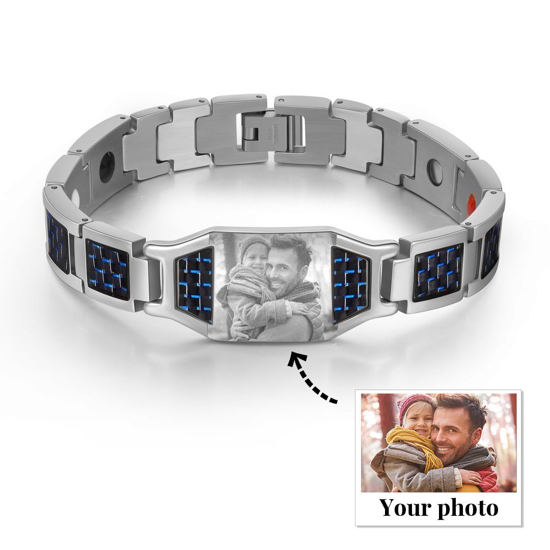 Pulsera magnética para hombre con 1 foto personalizada