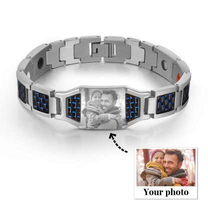 Pulsera magnética para hombre con 1 foto personalizada