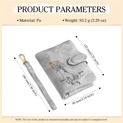 Cartera, billetera con 4 nombres y 1 foto personalizados mano con manito monedero clásico para mujer-Jessemade ES