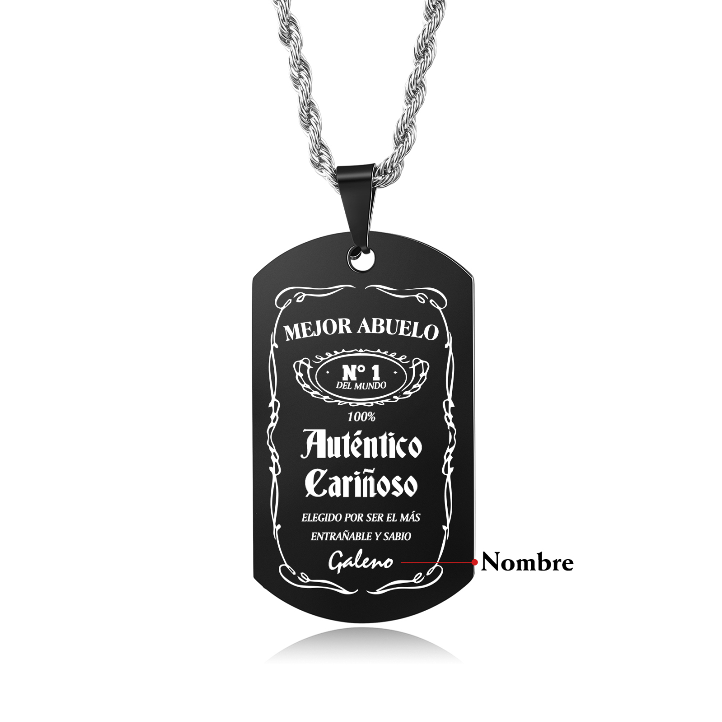 A MI ABUELO-Collar mejor abuelo de placa personalizada con 1 nombre-Jessemade ES