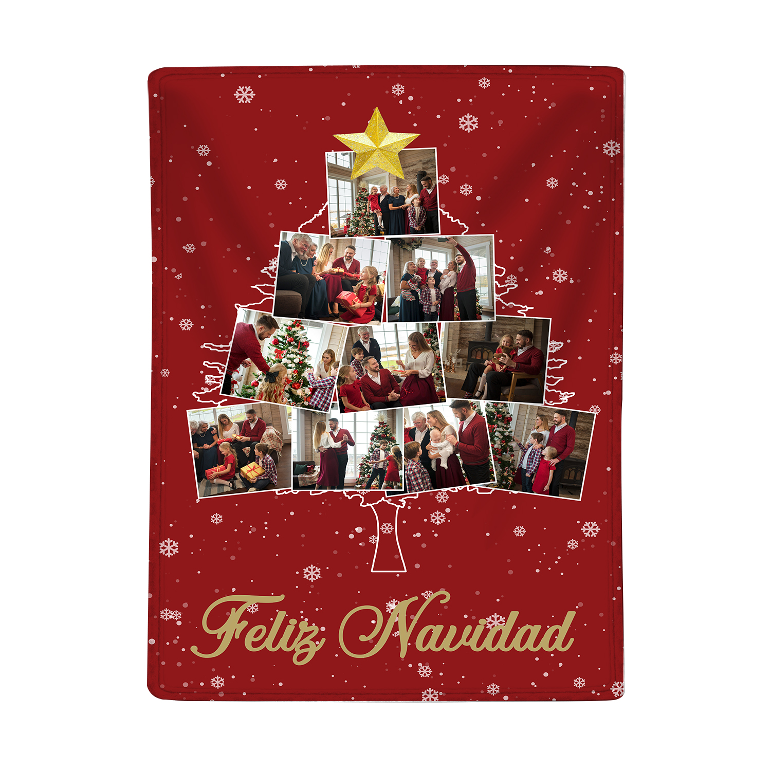 Manta de buen calidad de Navidad personalizada con 10 fotos-Jessemade ES