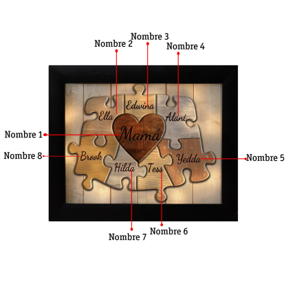 A mi abuela-Marco de 3-9 nombres personalizados rompecabezas de plástico con lámpara-Jessemade ES