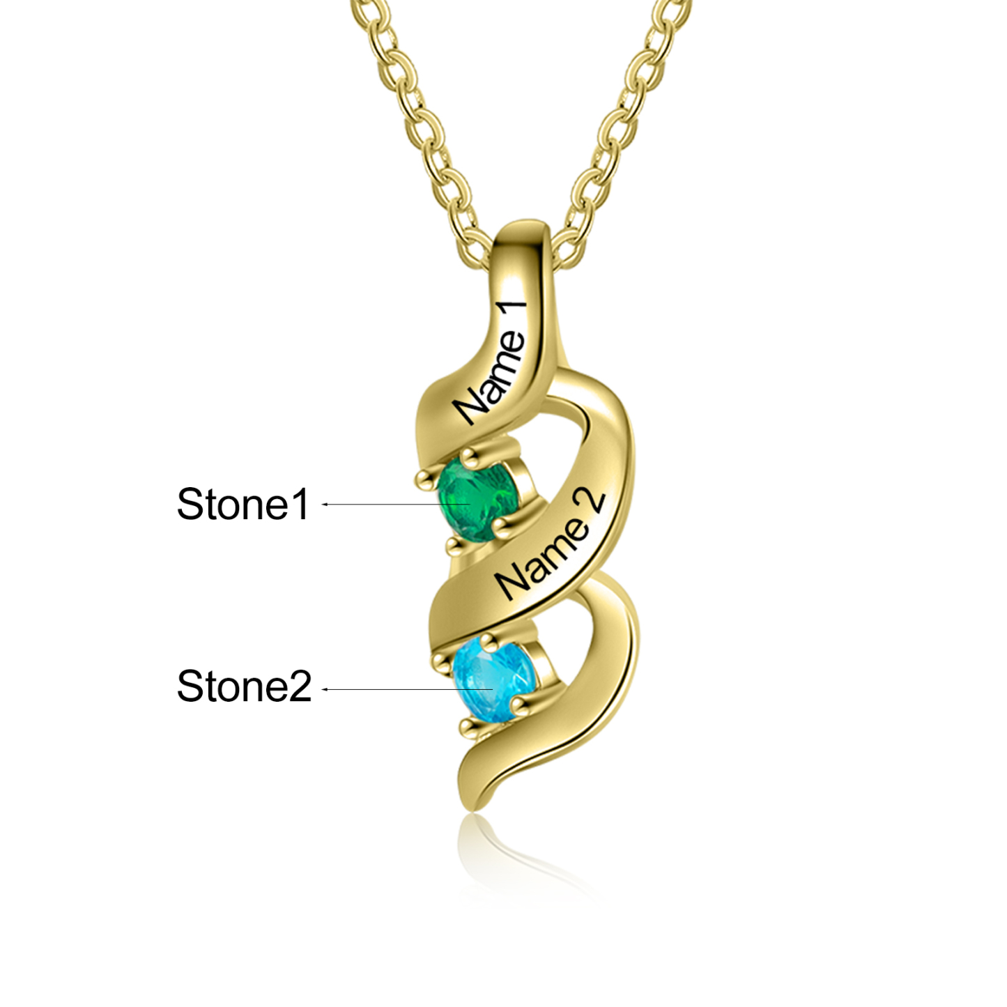 Collar de DNA 2-7 nombres y piedras personalizados-Jessemade ES