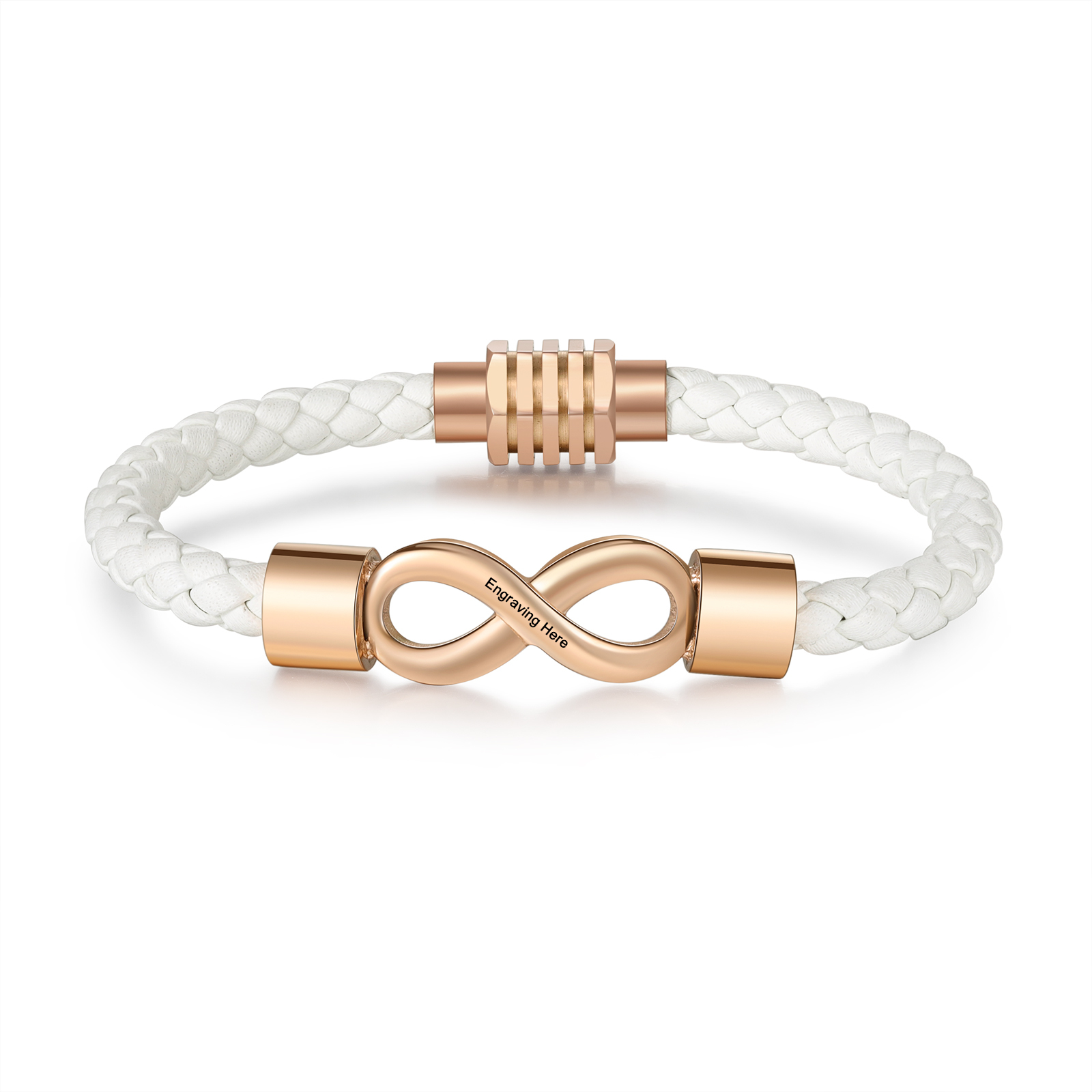 Pulsera de cuero con nudo infinito 1 texto personalizado-Jessemade ES