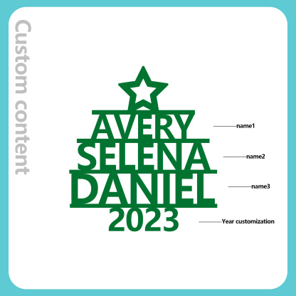 Navidad-Ornamento navideño de madera árbol de nombres con 3 nombres y año personalizados