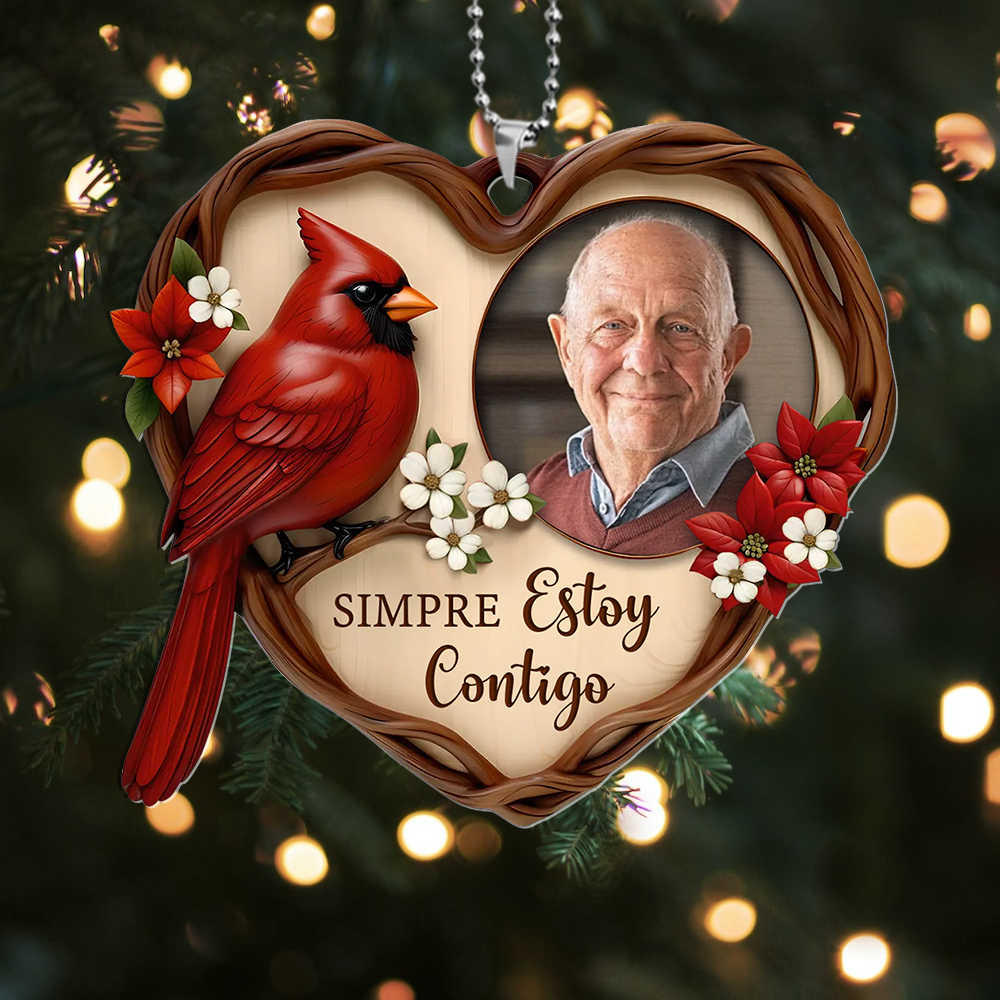 Adorno para árbol de Navidad personalizado con foto conmemorativa de cardenal