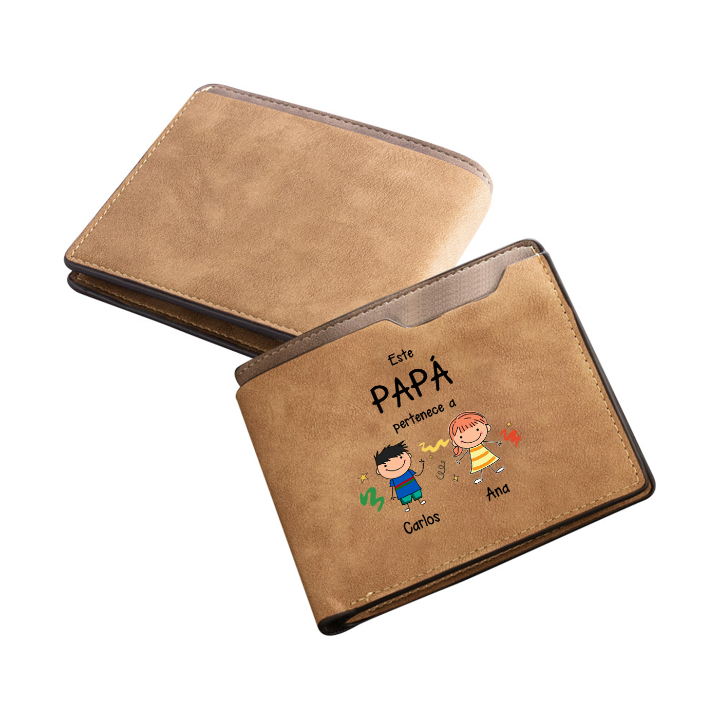 Cartera de piel con nombres - Cartera para abuelo o papá | Jessemade