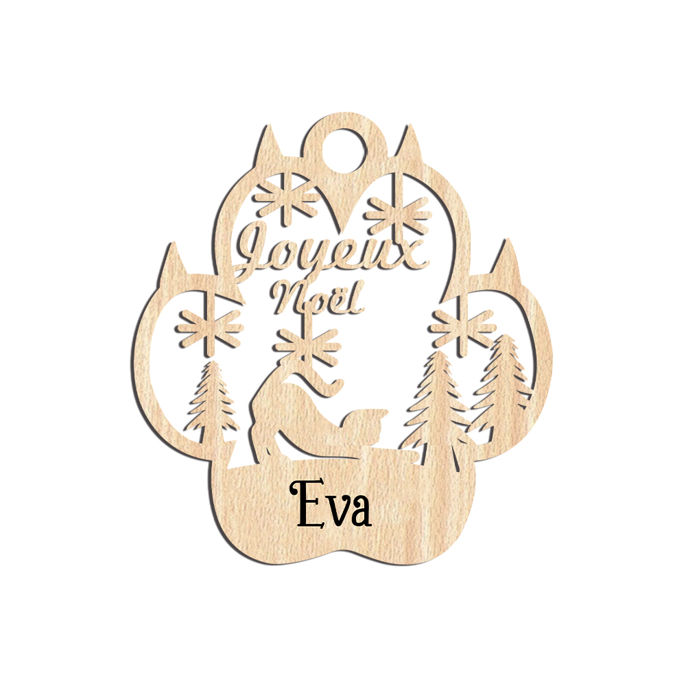 Navidad-Ornamento navideño de pata de gato con 1 nombre personalizado