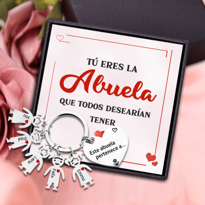 A mi abuela - Llavero con 5 nombres personalizados en "niños"-Jessemade ES