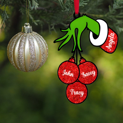 Navidad-Ornamento navideño de madera mano mágica con 4 nombres personalizados