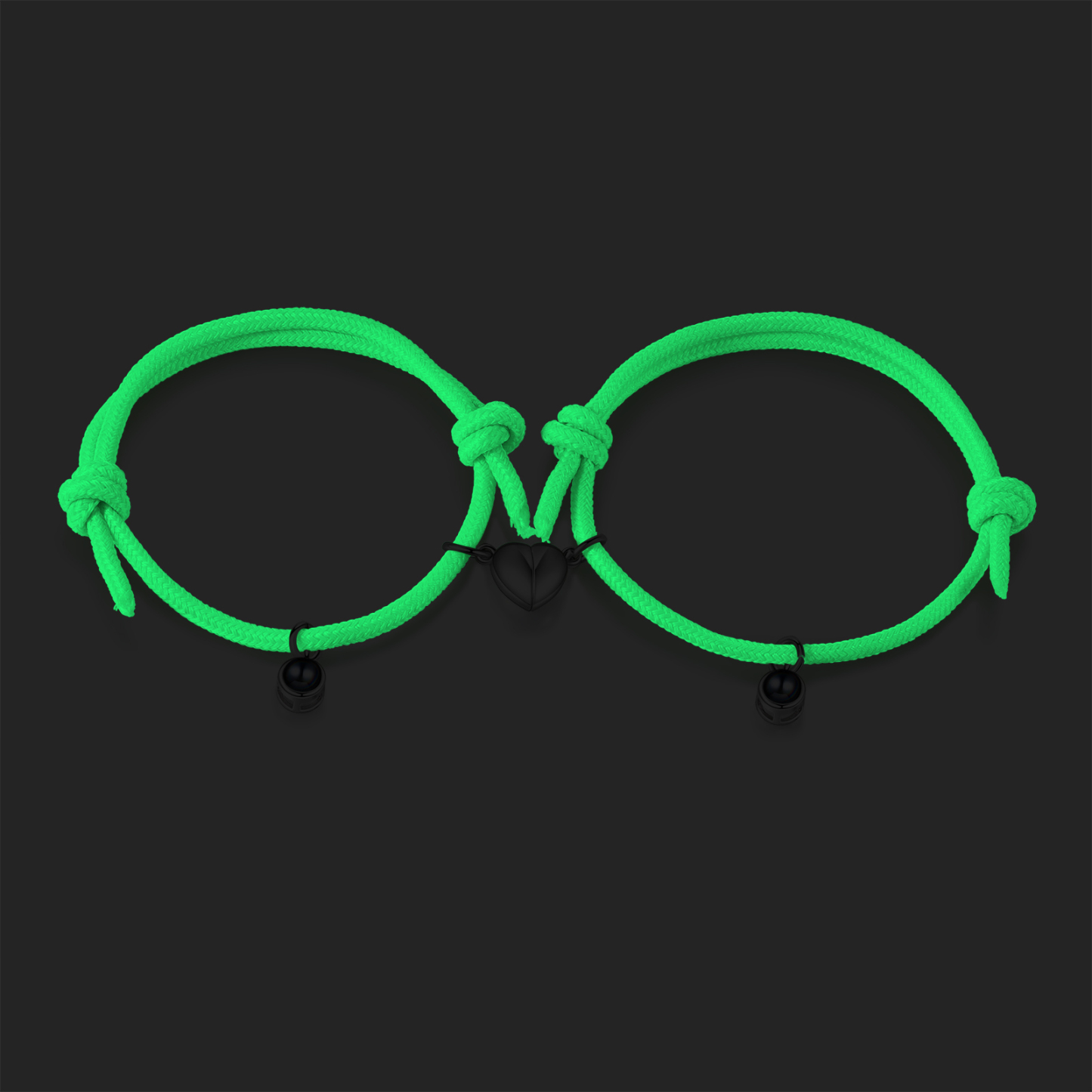 Pulsera de cuerda fluorescentepara pareja con proyección de foto con dije de corazón magnético-Jessemade ES