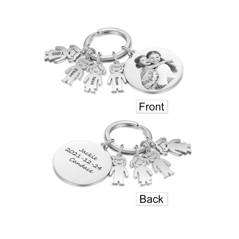 A mi papá - Llavero 4 Nombres Personalizado Con Charms 4 Niños con Foto y Texto-Jessemade ES