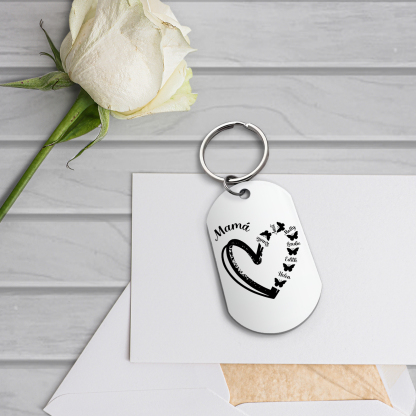 A mi mamá-Llavero 1-6 Nombres Personalizados CORAZÓN Y MARIPOSAS-Jessemade ES