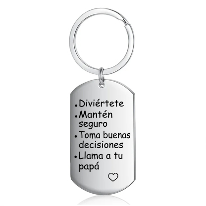 A mi hijo-Llavero de placa "Diviértete Mantén seguro" de padres y abuelos-Jessemade ES