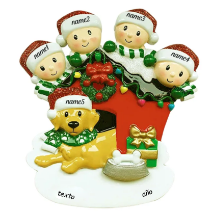 Navidad-Muñecos Ornamentos Navideños 5 Nombres y 1 Año con Texto Personalizados Adorno de Madera