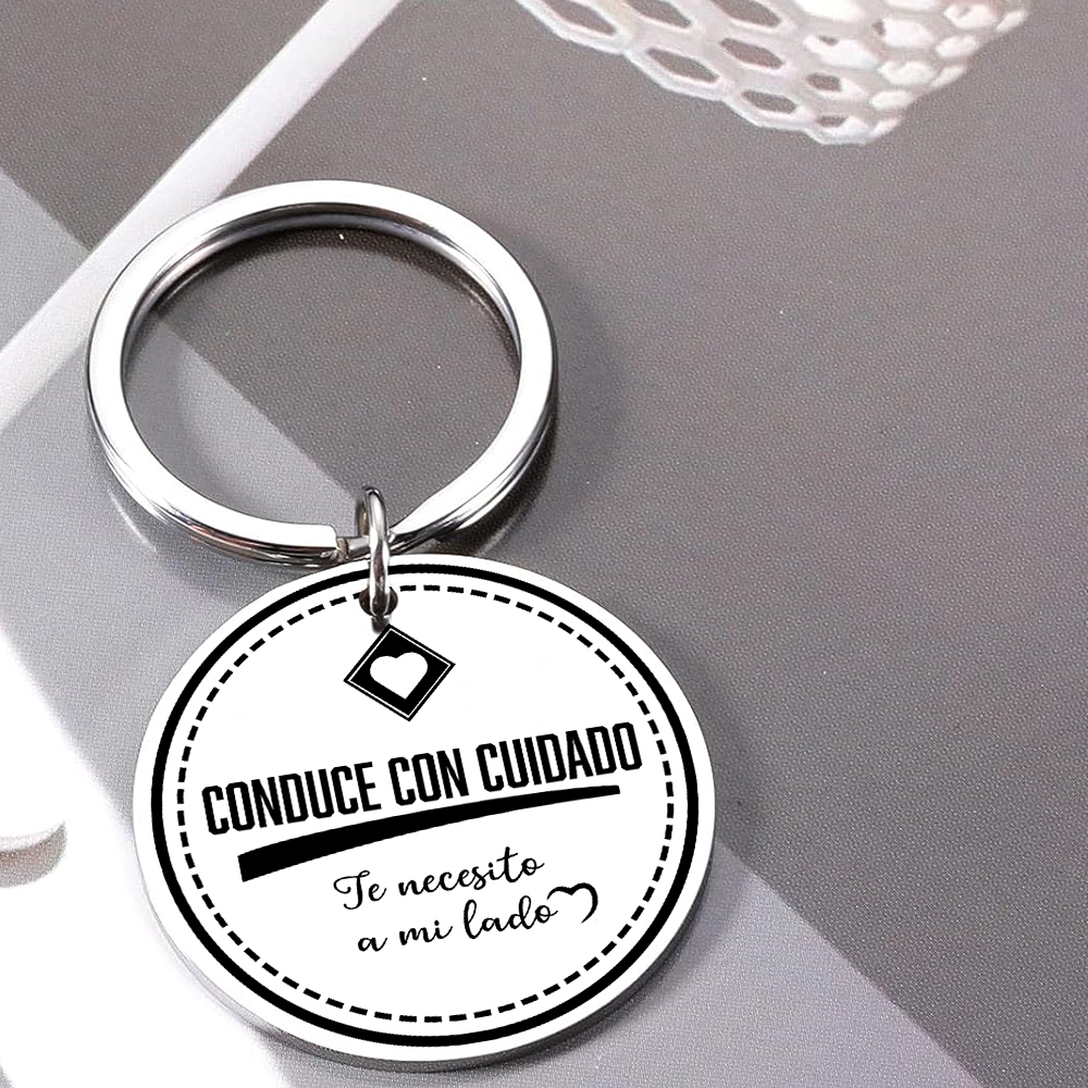 Llavero para pareja "Conduce con cuidado" 1 foto personalizada-Jessemade ES