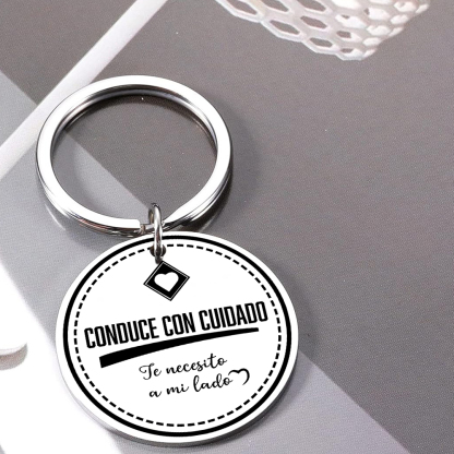 Llavero para pareja "Conduce con cuidado" 1 foto personalizada-Jessemade ES