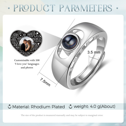 Anillo con proyección de foto anillo ajustable-Jessemade ES