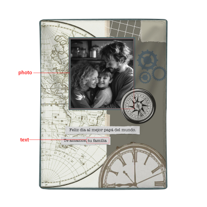 A mi padre-Manta de buen calidad de reloj personalizada con 1 foto y 1 texto-Jessemade ES